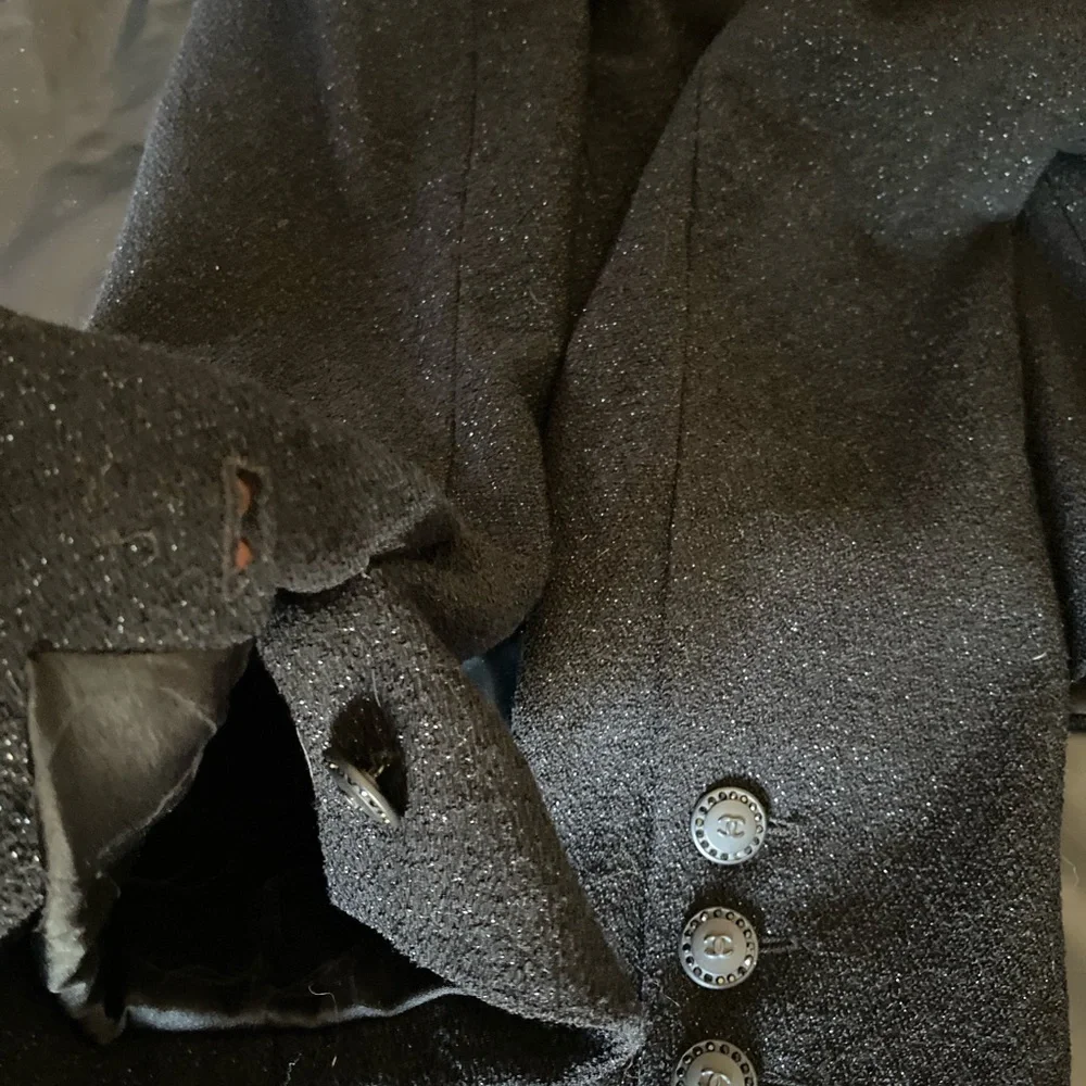 RARE Chanel 05P Shimmer Blazer Crystal CC Chain Link Button Jacket Black